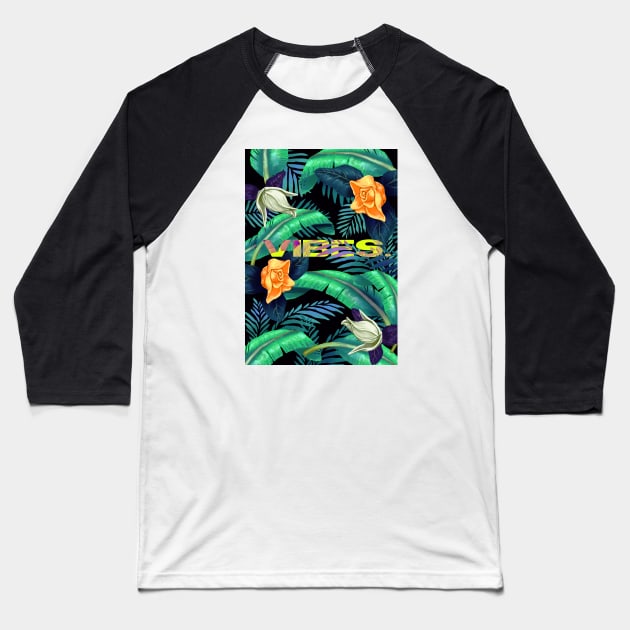 Floral Vibes Baseball T-Shirt by BadAz Collectibles